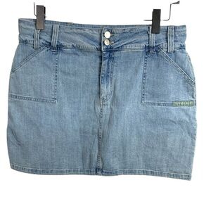 Bum Equipment Vintage Faded Jean Skirt w Stretch, Pockets
